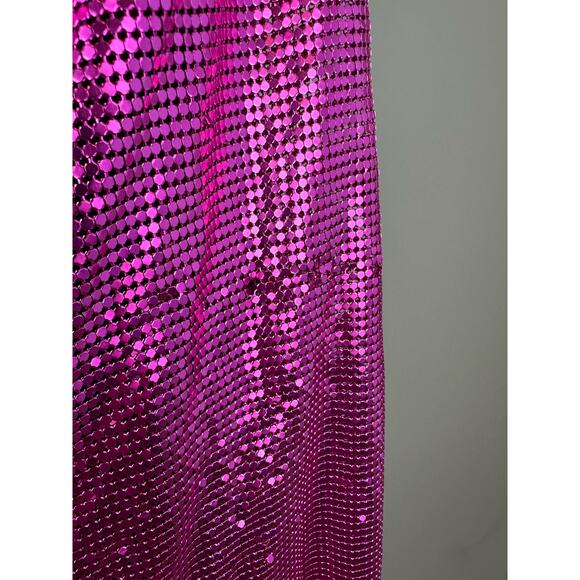 NWT w/FLAWS 8 Other Reasons Fuchsia Chainmail Fringe Mini Dress OS - Picture 6 of 6